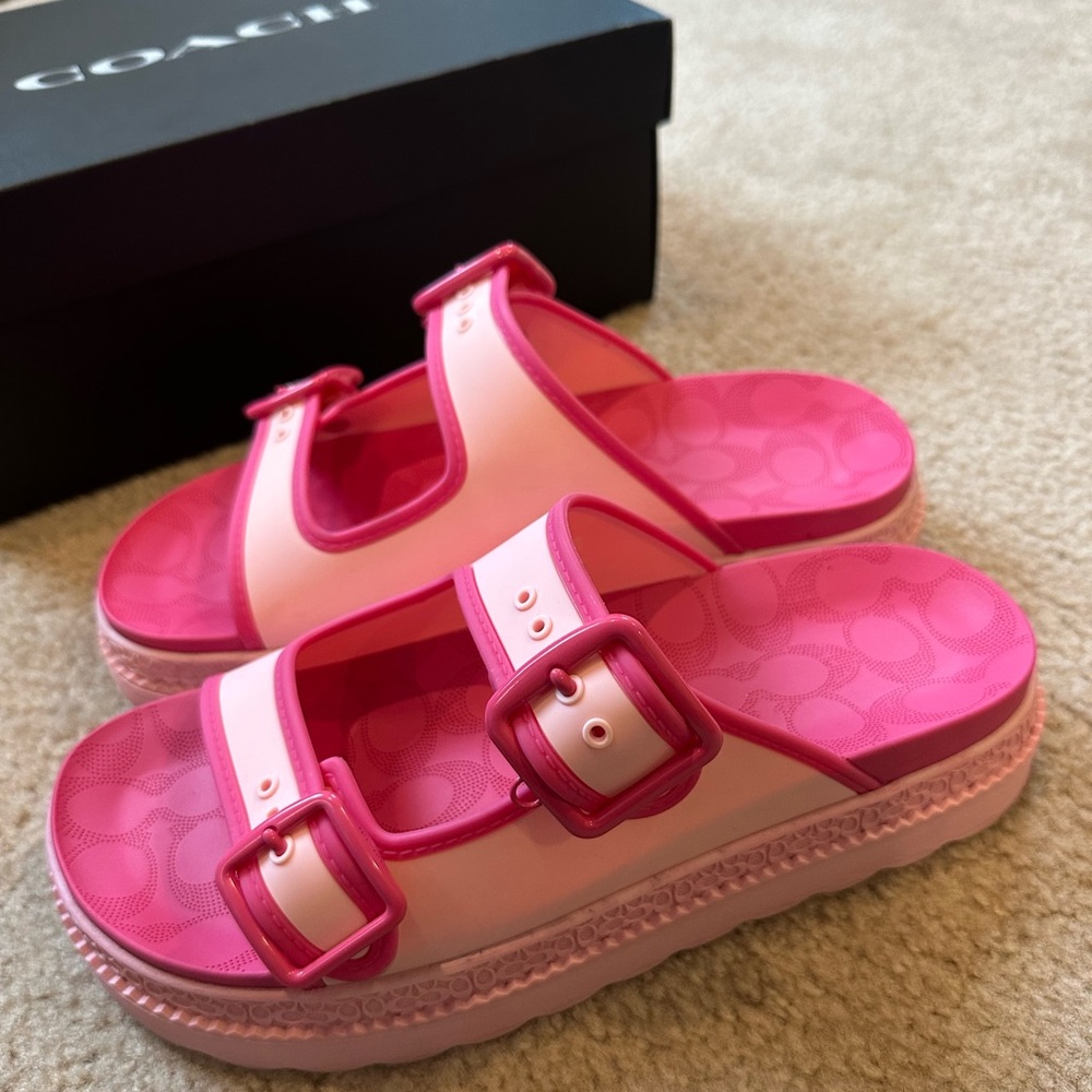 Coach Pink Lucy Rubber Platform Sandals